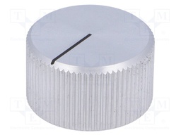 Knob; with pointer; aluminium; Shaft d: 6mm; Ø28x16mm; silver