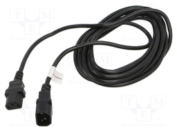 Cable; IEC C13 female,IEC C14 male; PVC; Len: 5m; black; Øcore: 1mm