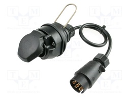 Extender; 7x1mm2; 13pin socket,7pin plug; PVC; black; 0.6m