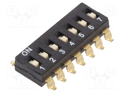 Switch: DIP-SWITCH; Poles number: 7; OFF-ON; 0.025A/24VDC; Pos: 2/7