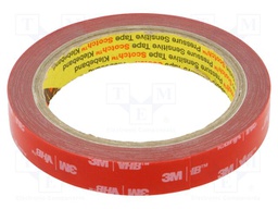 Tape: fixing; W: 15mm; L: 5.5m; Thk: 0.4mm; acrylic; grey; 31N/cm