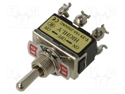 Switch: toggle; Pos: 3; DP3T; ON-OFF-ON; 15A/250VAC; Leads: screw