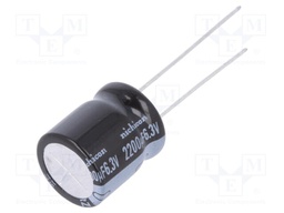 Capacitor: electrolytic; THT; 2200uF; 6.3VDC; Ø12.5x15mm; ±20%
