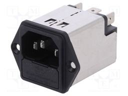 Connector: AC supply; socket; male; 10A; 250VAC; IEC 60320; 0.4mH