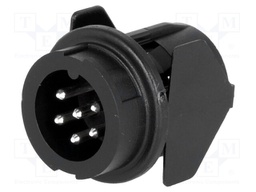 Socket; DIN; male; PIN: 6; for panel mounting,snap fastener; 300V