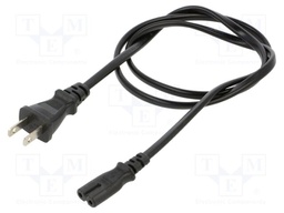 Cable; 2x0.75mm2; IEC C7 female,JIS 8303 plug; PVC; 1m; black; 7A