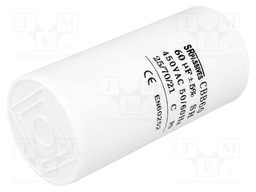 Capacitor: motors, run; 60uF; 450V; Ø50x106mm; -25÷70°C; ±5%; 3000h