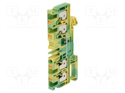 Splice terminal: rail; 4mm2; ways: 1; terminals: 4; yellow-green