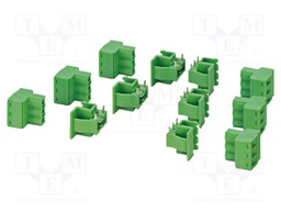 PCB headers, color: green, number of positions: 3, pitch: 5