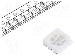 LED; SMD; 5050,PLCC6; green; 12(typ)lm; 3500÷4500mcd; 5.4x5x1.5mm