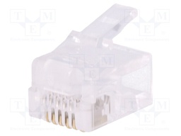 Plug; RJ12; PIN: 6; unshielded; gold-plated; Layout: 6p6c; crimped