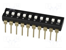 Switch: DIP-SWITCH; Poles number: 10; OFF-ON; 0.025A/24VDC; Pos: 2