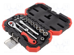 Wrench-set; 6-angles,socket spanner; Chrom-vanadium steel; 1/4"