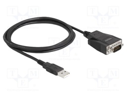 USB to RS232 converter; D-Sub 9pin plug,USB A plug; 1.3m; black