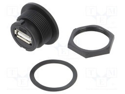 Socket; USB A; for panel mounting,screw; THT; straight; USB 2.0