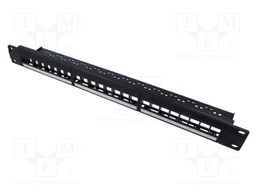 Patch panel; patch panel; Keystone; rack; black; Height: 1U