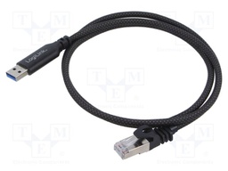 Cable; USB 3.0; RJ45 plug,USB A plug; nickel plated; 5m; black