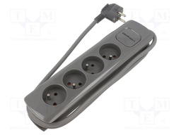Extension lead; Sockets: 4; grey; 3x1,5mm2; 1.8m; 16A