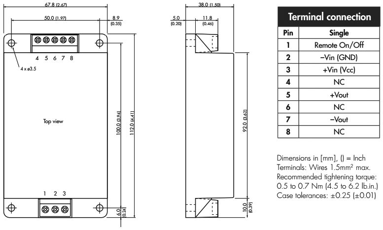 Converter: DC/DC; 60W; Uin: 9÷36V; Uout: 5.1VDC; Iout: 12000mA; 300g