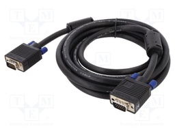 Cable; D-Sub 15pin plug,both sides; 3m; black; 28AWG; black