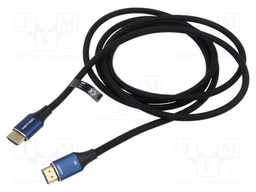 Cable; HDMI 2.1; HDMI plug,both sides; PVC; textile; Len: 3m; black