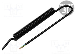Wire: coiled; H07BQ-F; 3G2.5mm2; unshielded; PUR; black; 450V,750V