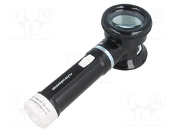 Hand magnifier; Mag: x5; Lens diam: 50mm; Illumin: LED