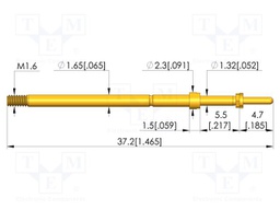 Test needle; Spring compression: 4mm; 5mm; 8A; CuBe; gold-plated
