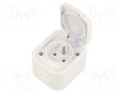 Connector: AC supply; socket; 2P+PE; 250VAC; 16A; white; wall mount