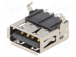 Socket; USB A; on PCBs; SMT; PIN: 4; horizontal; USB 2.0