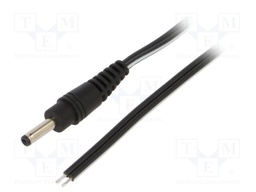 Cable; wires,DC 1,3/3,5 plug; straight; 0.5mm2; black; 1.5m