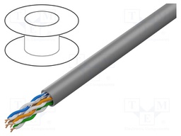 Wire; U/UTP; 4x2x24AWG; 5e; wire; CCA; PVC; grey; 305m; Øcable: 5mm