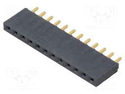 Connector: pin strips; female; PIN: 12; 2.54mm; gold-plated; THT