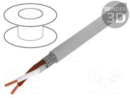 Wire; Li2YCY-TP; 1x2x0,34mm2; tinned copper braid; PVC; grey; 50V