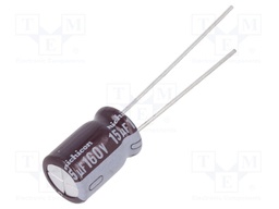 Capacitor: electrolytic; THT; 15uF; 160VDC; Ø8x11.5mm; Pitch: 3.5mm