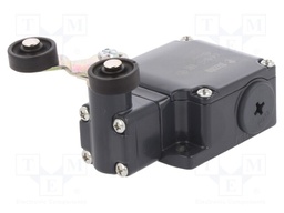 Limit switch; lever R 40mm, plastic roller Ø20mm, double; 10A