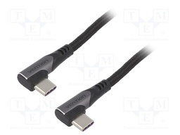 Cable; USB 2.0; USB C angled plug,both sides; 2m; black; 480Mbps