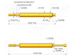 Test needle; Spring compression: 6mm; 10mm; 2A; steel; gold-plated