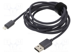 Cable; USB 2.0; Apple Lightning plug,USB A socket; 1.2m; black
