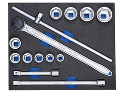Wrench-set; 6-angles,rattle,socket spanner; 3/4"; 14pcs.