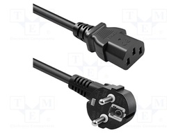 Cable; 3G0.5mm2; CEE 7/7 (E/F) plug angled,IEC C13 female; PVC