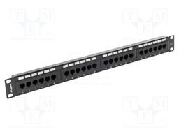 Patch panel; black; Number of ports: 24; Cat: 6; RJ45 socket x24