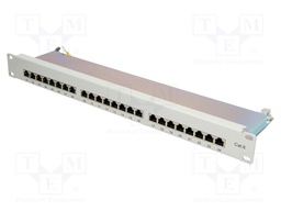 Patch panel; RJ45; Cat: 6; RACK; Colour: grey; Number of ports: 24
