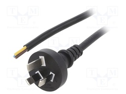 Cable; 3x1mm2; AS/NZS 3112 (I) plug,wires; PVC; 5m; black; 10A