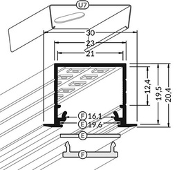 Profiles for LED modules; white; recessed; white; L: 2m; aluminium