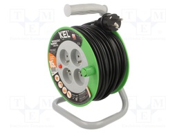 Extension lead; reel; Sockets: 4; PVC; black; 3x1mm2; 15m; 10A