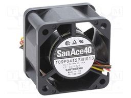 Fan: DC; axial; 12VDC; 40x40x28mm; 19.2m3/h; 37dBA; ball bearing
