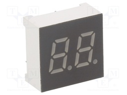 Display: LED; 7-segment; 7.62mm; 0.3"; No.char: 2; yellow-green