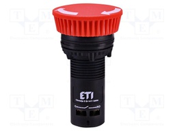 Switch: push-button; 22mm; Stabl.pos: 1; NO; red; IP65; mushroom