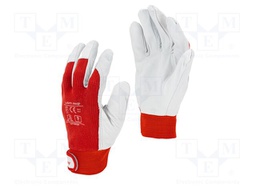 Protective gloves; Size: 10; red; natural leather; tag